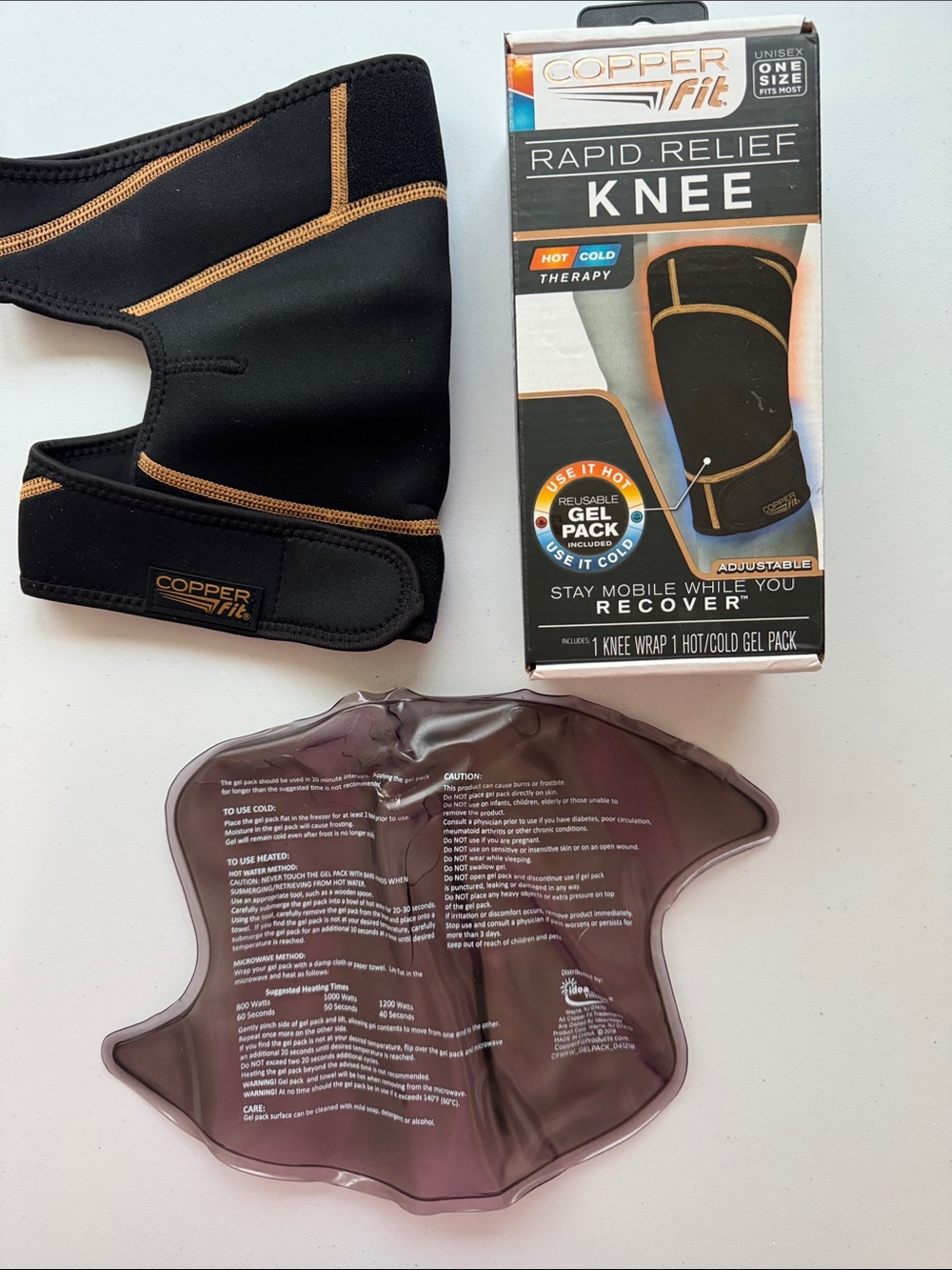 Copper Fit Rapid Relief Knee Wrap - Black with Copper Trim